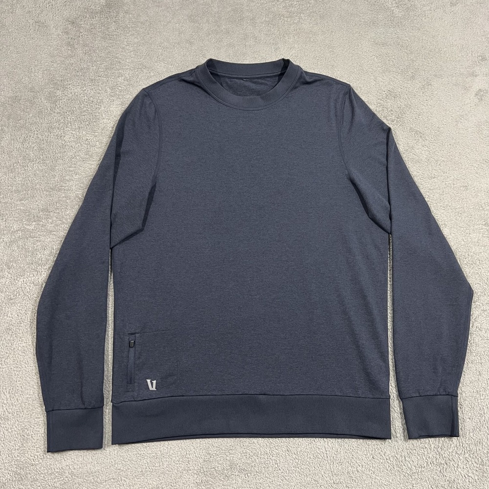Vuori Ponto Performance Crew Pullover Sweatshirt Mens Medium Gray Stretch V224